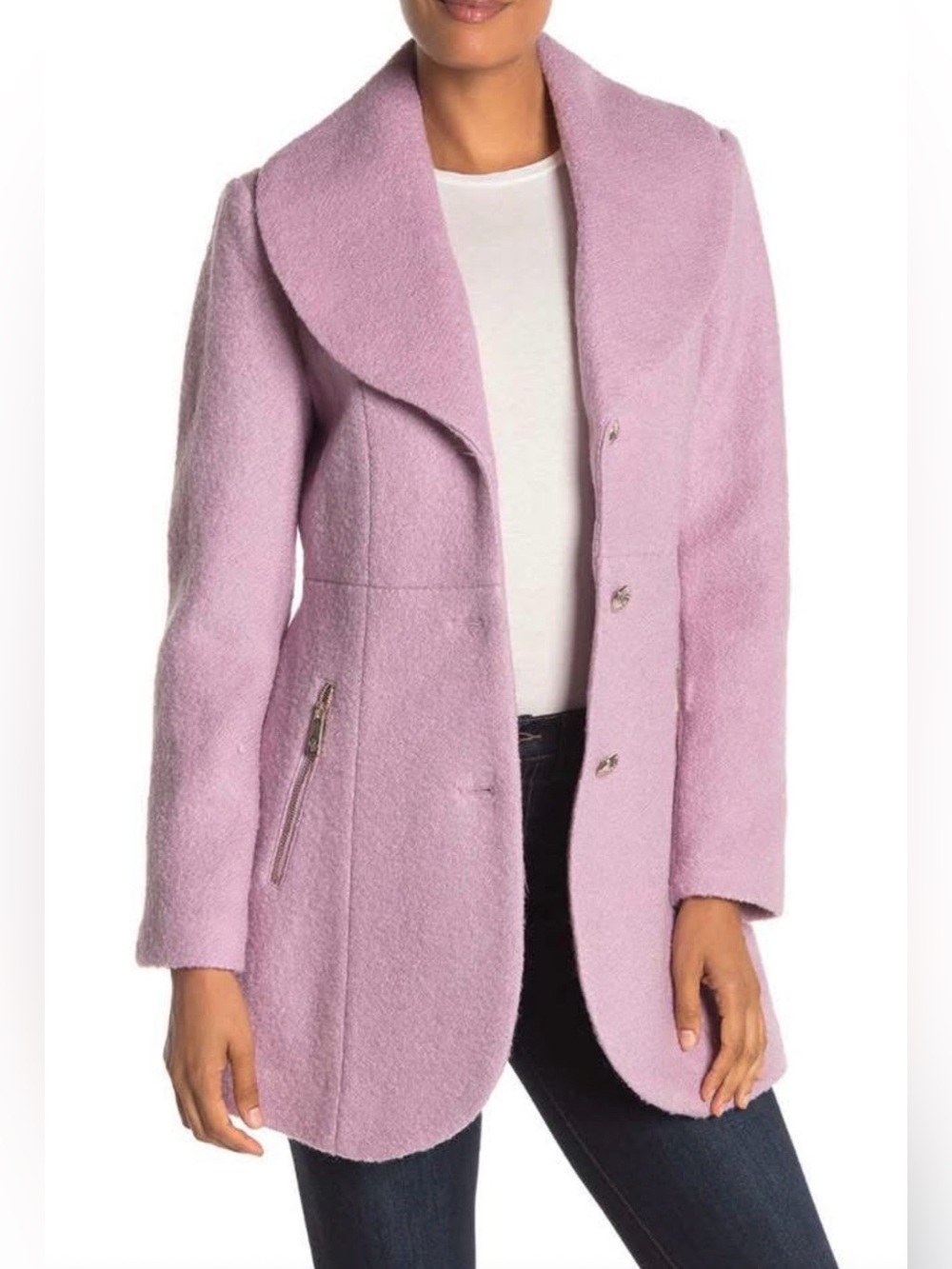 Guess Women's Pink Blush Wool Blend Jacket- Size L